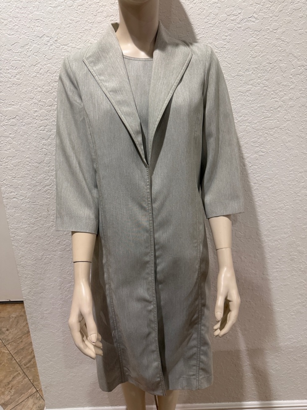 Light Gray Women's Long Trench Coat - Elegant Open-Front